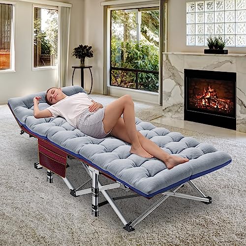 ABORON Oversized Folding Camping Cot for Adults, Double Layer 1200D, with Mat & Carrying Bag S2407