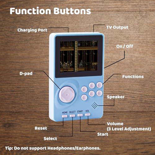 Kids Handheld Video Game Console with 100 Built-in 16-bit Games, Light Blue G319