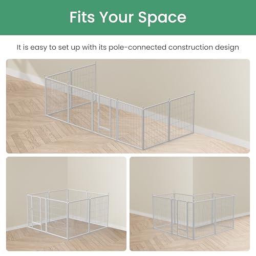 HealSmart Dog Playpen Indoor 32" Height 8 Panels for Small/Medium Dogs, Black J454