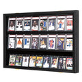 35 Graded Sports Card Display Case - Baseball Card Display Frame with UV Protection Clear View Lockable Wall Cabinet for Basketball Collectible Trading Card Black Finish