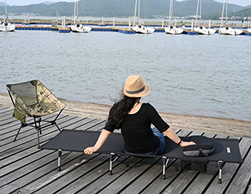 MARCHWAY Lightweight Folding Tent Camping Cot Bed with Lever Lock, Portable, 330Lbs (Black) R945221