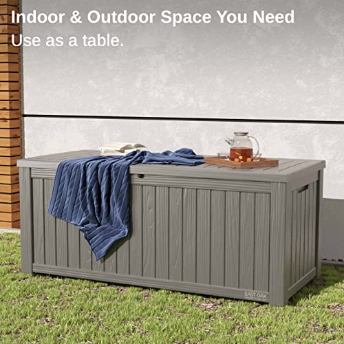 EAST OAK 60 Gallon Waterproof Outdoor Storage Box, Grey A4870