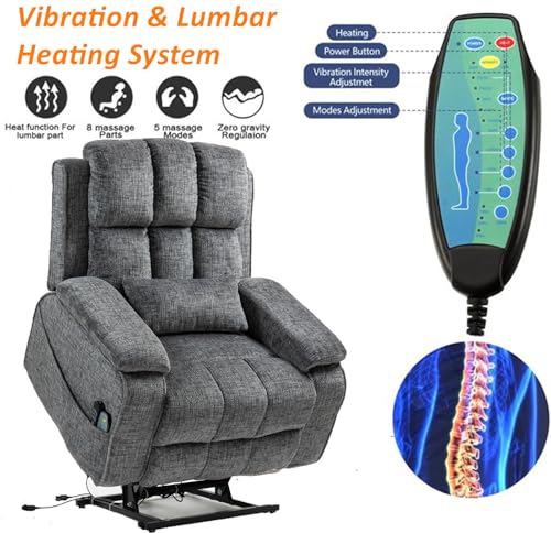 Lift Chair Recliner with Massage and Heat, Heavy Duty for Seniors, Brown V12888