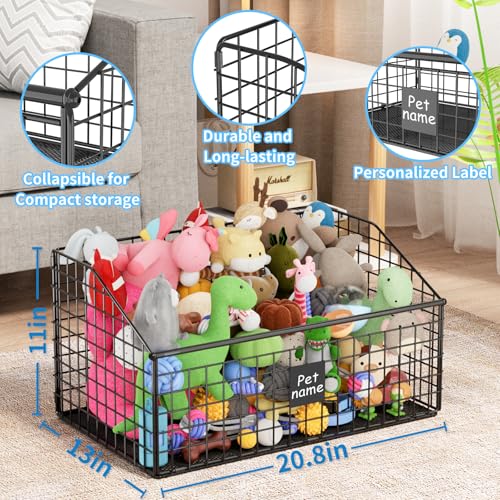 Dog Toy Storage Basket, Metal Toy Box for Dogs, Black D40281