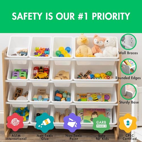 Humble Crew Supersized Toy Storage Organizer with 16 Removable Bins, Grey/White D772791