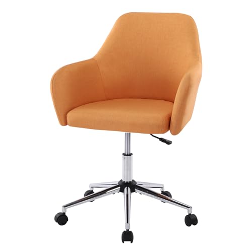 Warmiehomy Home Office Chair Modern Comfortable Computer Desk Chair Swivel Vanity Chair with Wheels and Back Height Adjustable Rolling Task Chair Cotton Linen Accent Chair,Beige