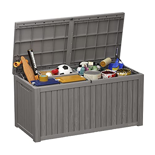 EAST OAK 60 Gallon Waterproof Outdoor Storage Box, Grey A4870