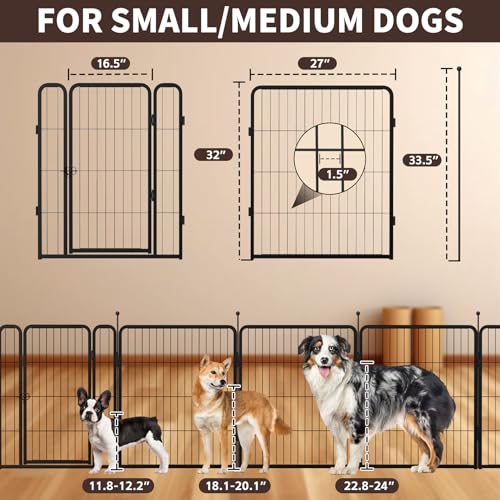 mestyl Dog Play Pen, Heavy Duty Metal Puppy Playpen with Gate, 32" Height 8 Panels Foldable S95299