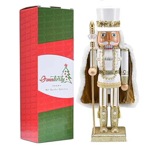 Ornativity Christmas Gold King Nutcracker 14" Glittered Wooden Figure H15271
