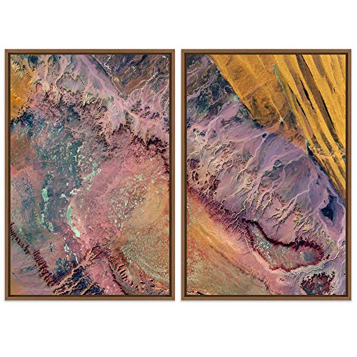 SIGNWIN 2 Piece Framed Canvas Wall Art Neon Turquoise Sand 16"x24" I53535