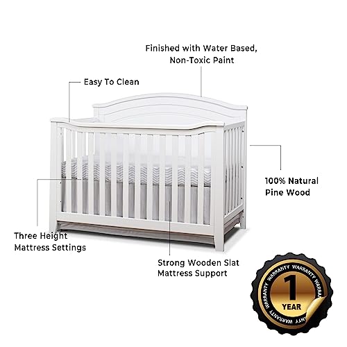 SORELLE FURNITURE Berkley Round Top 4-in-1 Convertible Crib, Non-Toxic Wood, Gray Y5411