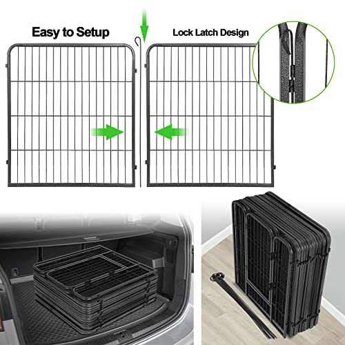 LEMY 16 Panels 32 in Metal Pet Playpen with Door, Black N86004