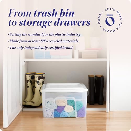 HOMZ 2-Pack 1-Drawer Storage Cart, Clear Plastic, White Frame Y898