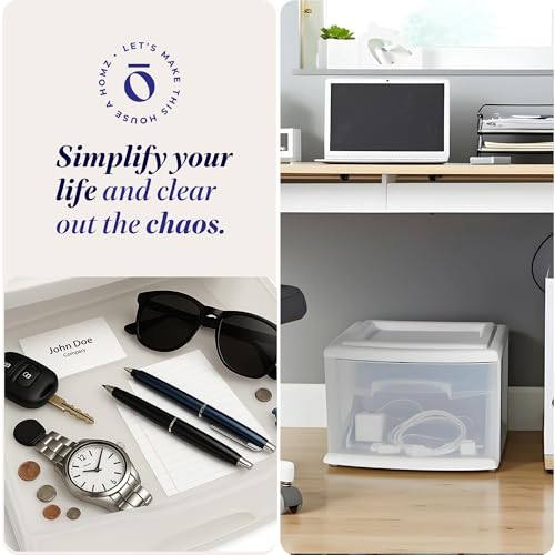 HOMZ 2-Pack 1-Drawer Storage Cart, Clear Plastic, White Frame Y898
