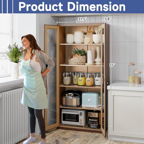 Metal Storage Cabinet with Doors and Shelves, 71" Locking Steel, White L799