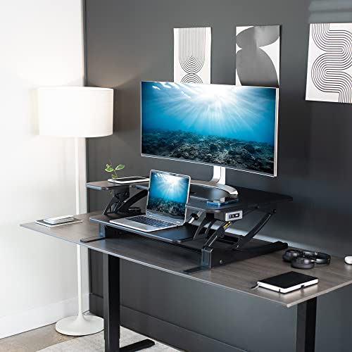 VIVO 36 inch Electric Stand Up Desk Converter, Black U953