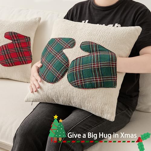 UGASA Star Christmas Decorative Pillow Covers 18x18 Inch Set of 2 Dark Green Q9265