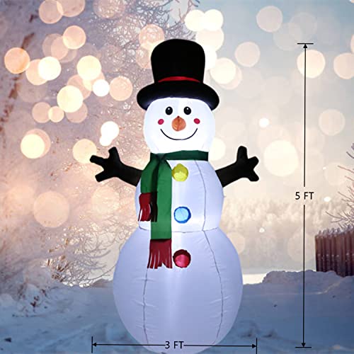 5 FT Inflatable Snowman Christmas Outdoor Decoration with LED Lights Y295