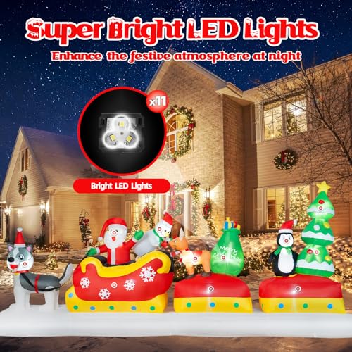 B&D 12FT Giant Christmas Inflatables Snowman Outdoor Decorations with Rotating LED Lights B36000