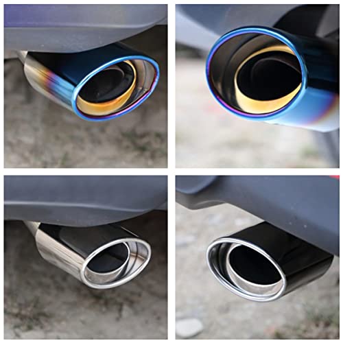 Stainless Steel Car Exhaust Tip, 2.5" to 3.3" Universal, Chrome-Plated Finish, Blue/B Style J466