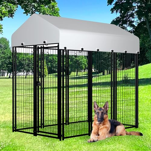 Large Outdoor Dog Kennel with Roof Cover Heavy Duty Welded Wire Steel Dog Pen B5629