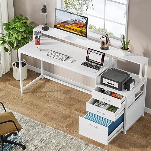 Tribesigns 63 Inch Computer Desk with File Drawer Cabinet F166