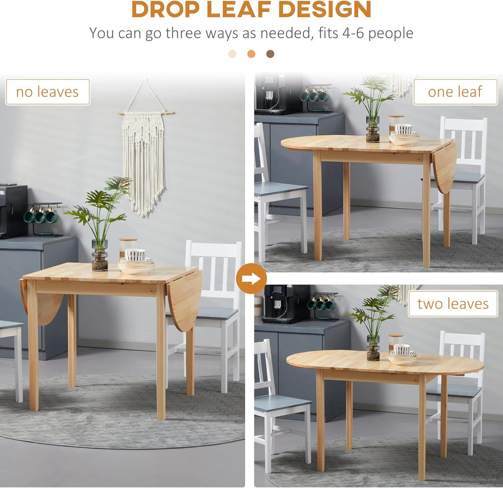 Solid Wood Drop Leaf Dining Table for Small Spaces, 55" X34182