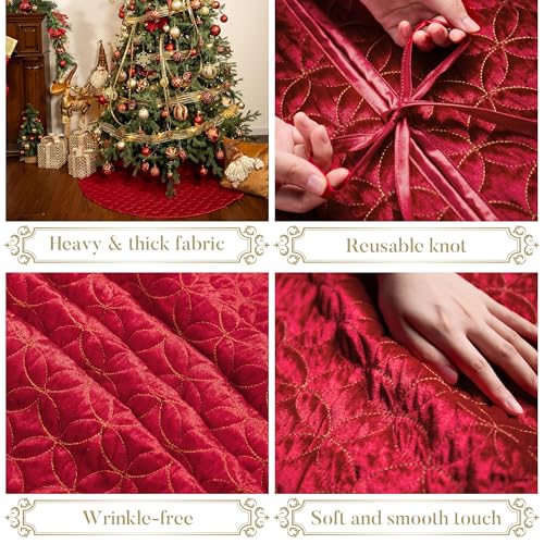 Valery Madelyn Christmas Tree Skirt 36 Inch Red Gold Velvet O2012