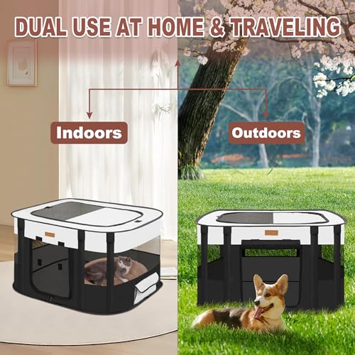 Dog Playpen Foldable Pet Tent with Carrying Bag for Indoor Outdoor Travel E336924