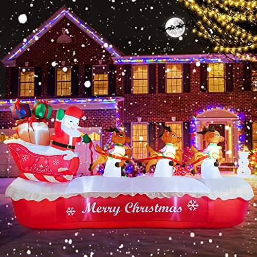 COOLWUFAN 6 FT Christmas Inflatables Santa Claus with Gifts Bag, LED Lights Outdoor Yard Decoration T979