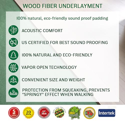 Wood Fiber Flooring Underlayment 3mm 40 Sq Ft for Laminate Vinyl Hardwood M70132