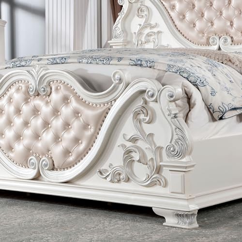 Furniture of America Clairibel Wood 5-Piece Bedroom Set King with Button-Tufted Headboard Z353