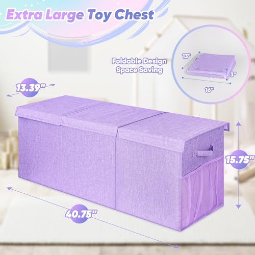 Extra Large Collapsible Toy Box with Lids, Gray P45959