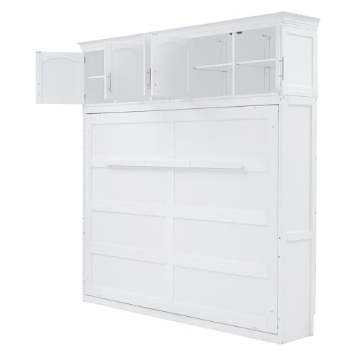 Harper & Bright Designs Full Murphy Cabinet Bed with USB Port, Gray F28708