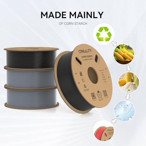 Creality Hyper PLA Filament 1.75mm High Speed 3D Printer Filament, 4 Pack 1kg Spool, Black & White K3786