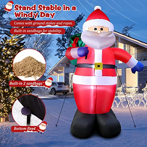 8 FT Christmas Inflatables Santa Claus with Gifts Bag, LED Light, Outdoor Decor F2174