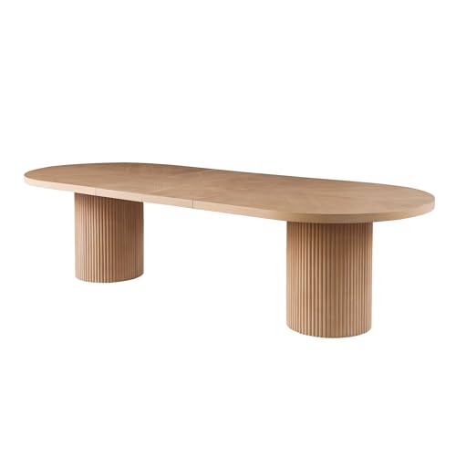 Master Furniture Dobby Mid-Century Modern Extendable Oval Wooden Dining Table, Black I260