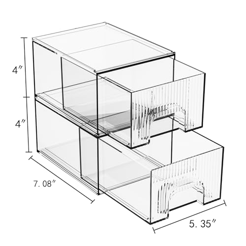 ZHIAI 3 Pack Clear Stackable Acrylic Cosmetic Organizer with Drawers N472