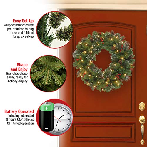 National Tree Company 30 in Pre-Lit Crestwood Spruce Artificial Christmas Wreath with Clear Lights G9281