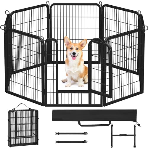 Yaheetech 8 Panels Dog Playpen, Metal 32" Dog Fence with Storage Bag S858