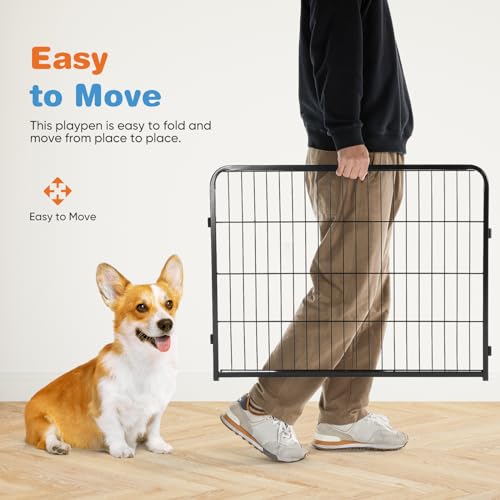 Sweetcrispy Dog Playpen Indoor - 8 Panel Metal Pet Fence with Doors for Small/Medium Pets R262216