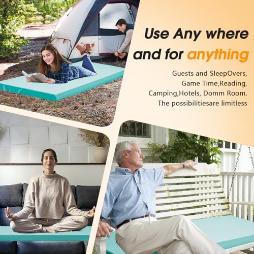 CYMULA Camping Cot Mattress 2in Memory Foam Sleeping Pad for Adults, Portable Roll Up Travel Pad R569502