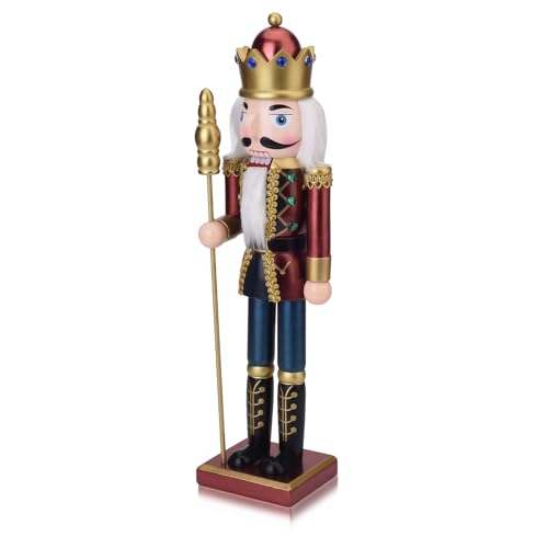King Nutcracker Figures, 15 Inch Wooden Christmas Nutcracker with Scepter Y741824
