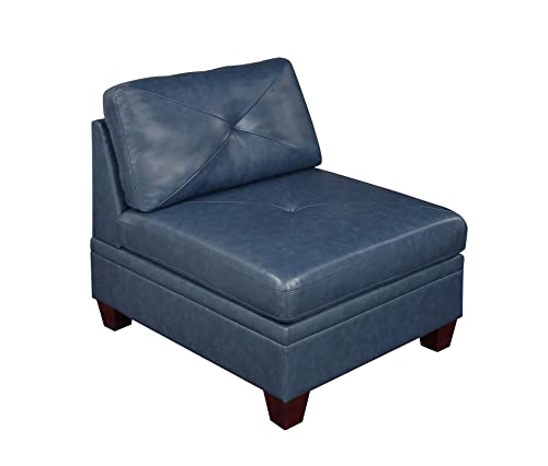 Contemporary Ink Blue Genuine Leather 6-Piece Sectional Sofa Set Q461