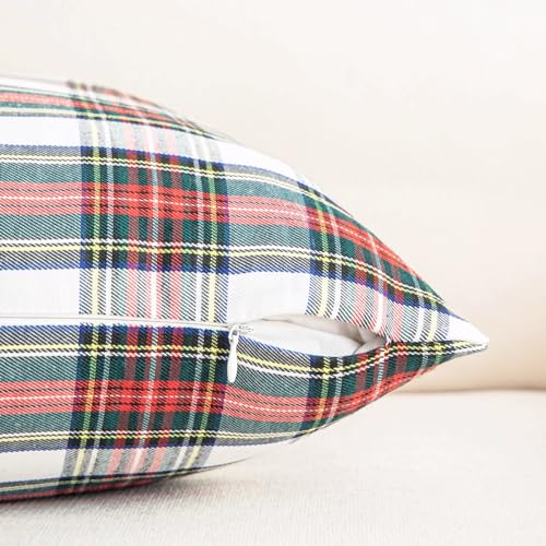 Pack of 2 Christmas Plaid Throw Pillow Covers Green 20x20 Inches U98072