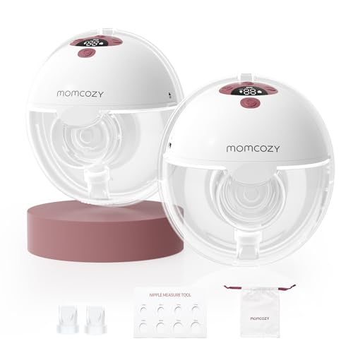Momcozy M5 Hands-Free Wearable Breast Pump, Double-Sealed Flange, 3 Modes & 9 Suction Levels, 24mm, 2-Pack Quill Gray Z371714