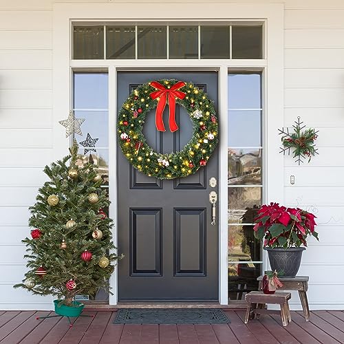 VINGLI 48 Inch Pre-lit Artificial Christmas Wreath with 150 LED Lights T885