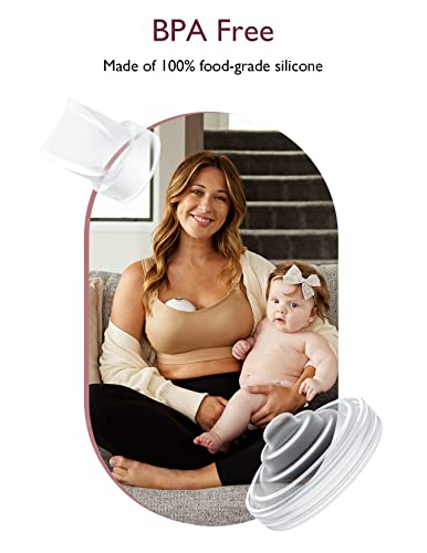 Momcozy M5 Hands-Free Wearable Breast Pump, Double-Sealed Flange, 3 Modes & 9 Suction Levels, 24mm, 2-Pack Quill Gray Z371714