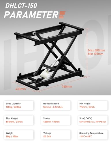 DIHOOL Electric Scissor Lift Table 350Lbs, Height Adjustable Platform W70013