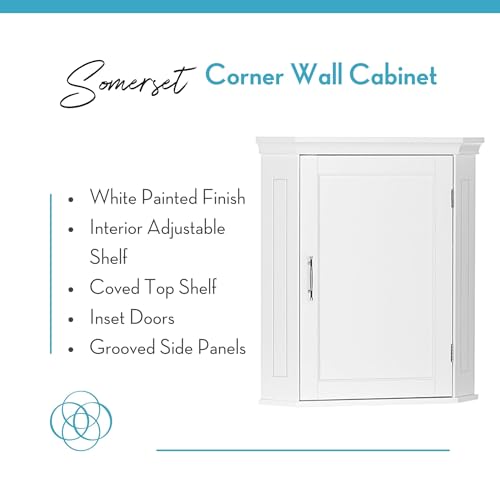 RiverRidge Somerset Corner Storage Wall Cabinet, White Q976